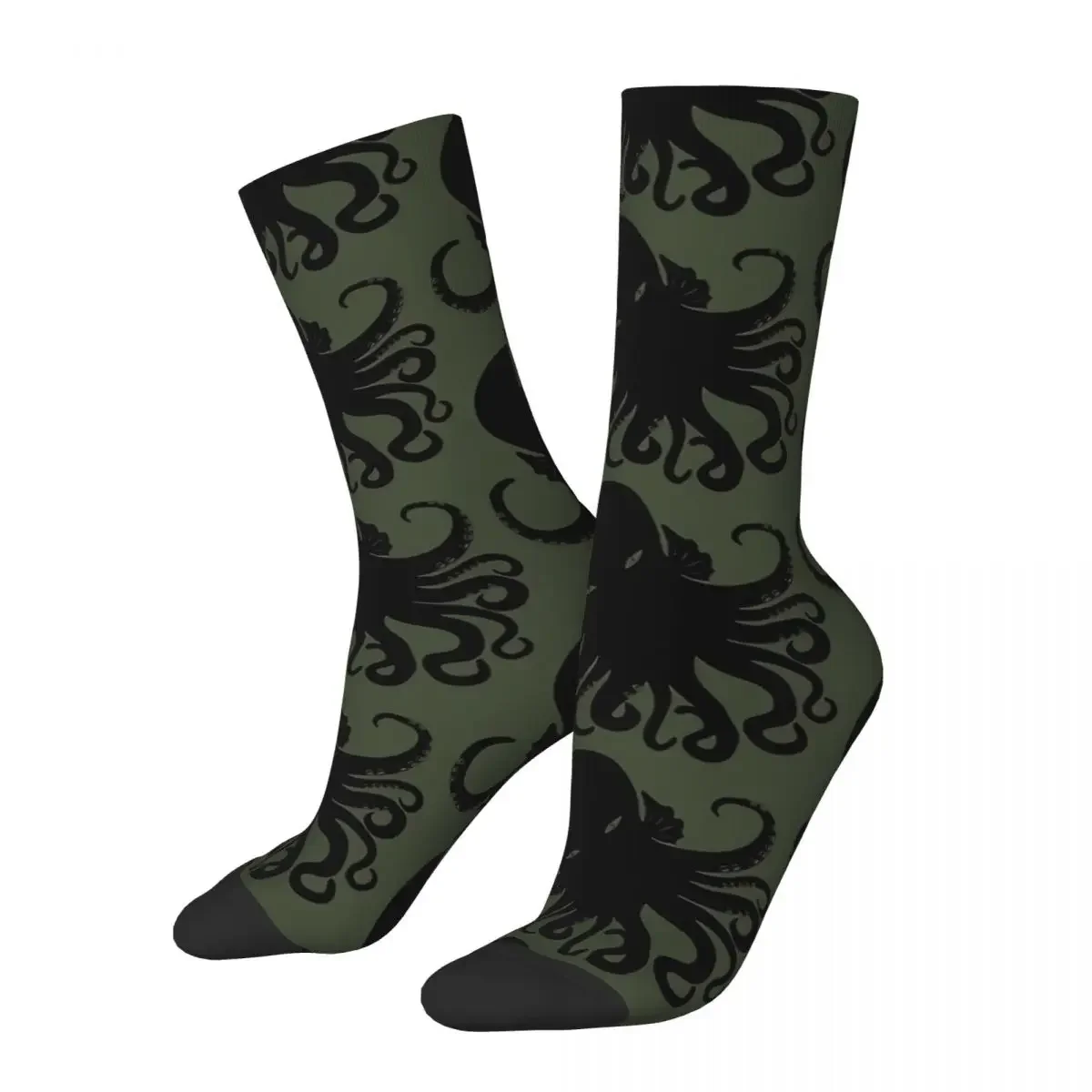 

Funny Crazy Sock for Men Dark Green Hip Hop Vintage Cthulhu Mythos Happy Summer Socks Breathable Crew Sock Casual Gift