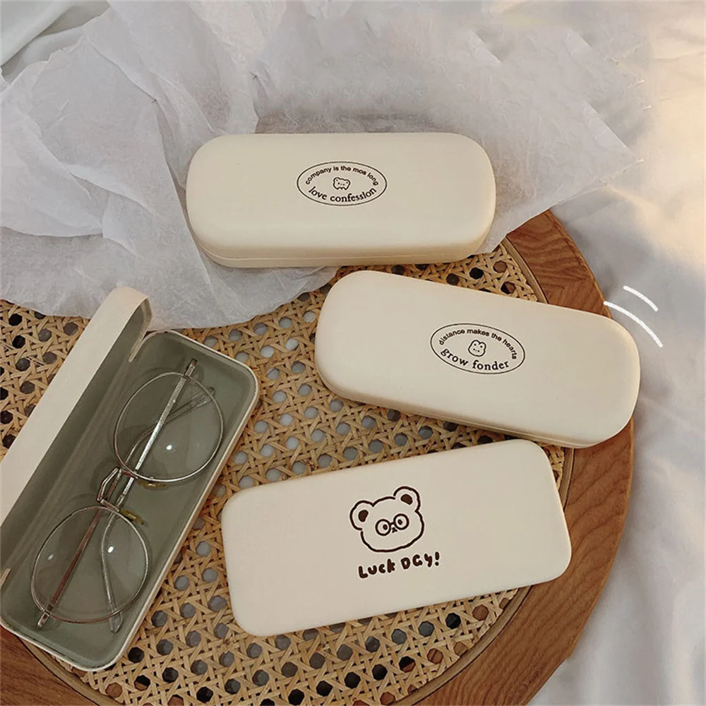 

Cute Cartoon Print Pu Portable Imitation Pressed Myopia Glasses Case Anti Blue Light Eyeglass Storage Box Eyeswear Accessories