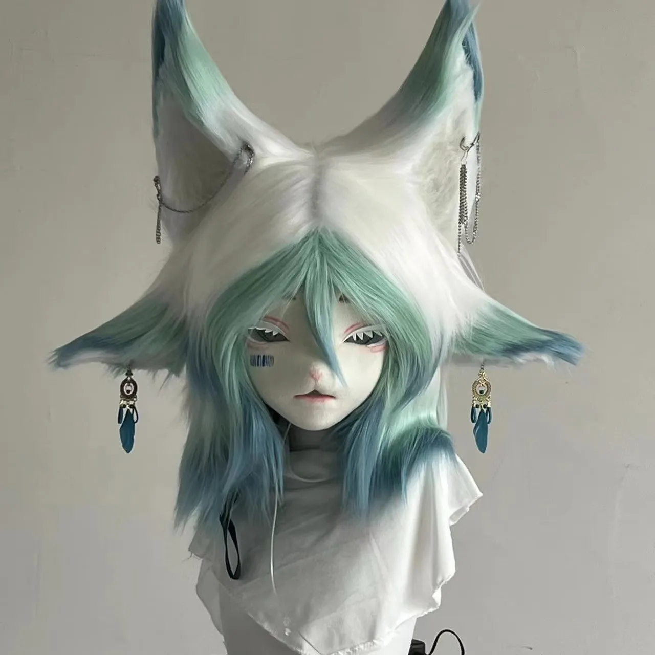Furry Kig Head Costume Handmade Puppy Mascot Head With Bow Star Decoration for Cosplay Party Stage Performance - view 2