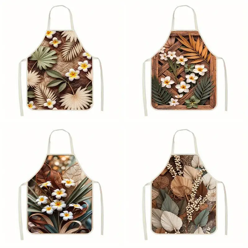 

Tropical Floral Aprons Linen apron, suitable for kitchen cooking, parent-child interaction, painting and other scenarios