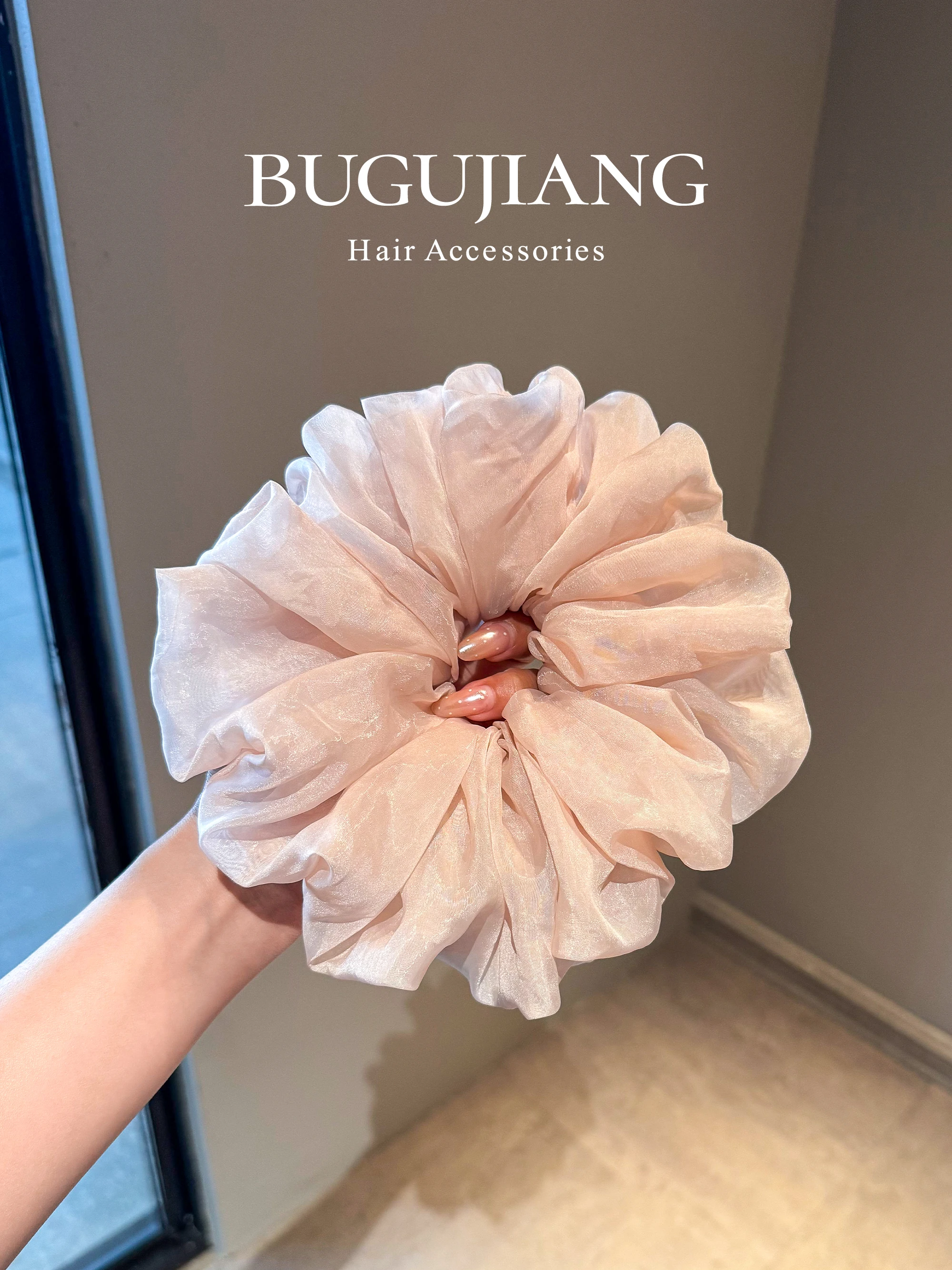elasticos-de-cabelo-femininos-gingham-originais-plissados-cor-cafe-ogees-design-de-alta-qualidade-acessorios-de-cabelo-com-sensacao-de-luxo