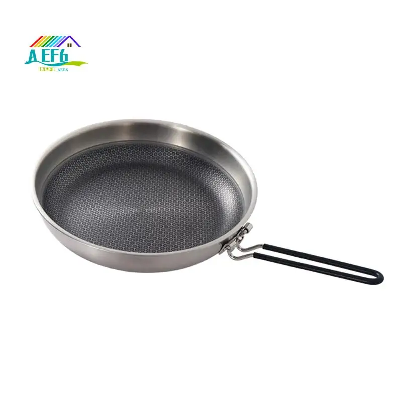 

AEF6-1 PCS Outdoor Stainless Steel Honeycomb Shading Non-Stick Pan Camping BBQ Frying Pan Induction Cooker Gas Stove Folding Wok