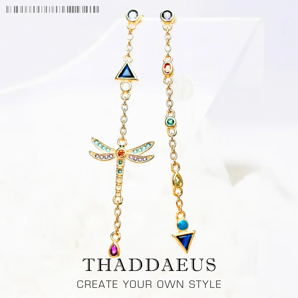 

Colourful Dragonfly Drop Earrings Europe Style Playful Fine Jewerly For Women Brand New Boehmia Gift In 925 Sterling Silver