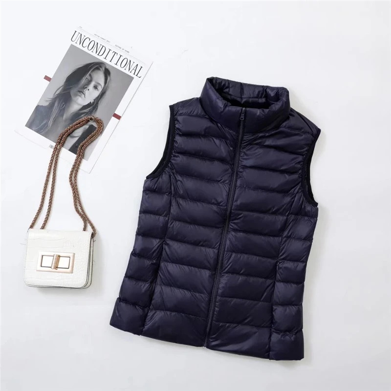 Plus Size 3xl 4xl Women's Sleeless Slim Fit Puffer Jackets 2023 New Autumn Winter Female Ultra Lightweight Packable Vest Coat