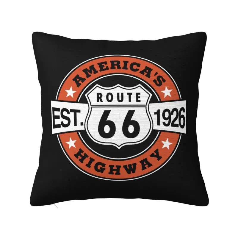 Fashion Route 66 Cushion Covers America's Highway Biker Velvet Nordic Throw Pillow Case Decoration Salon