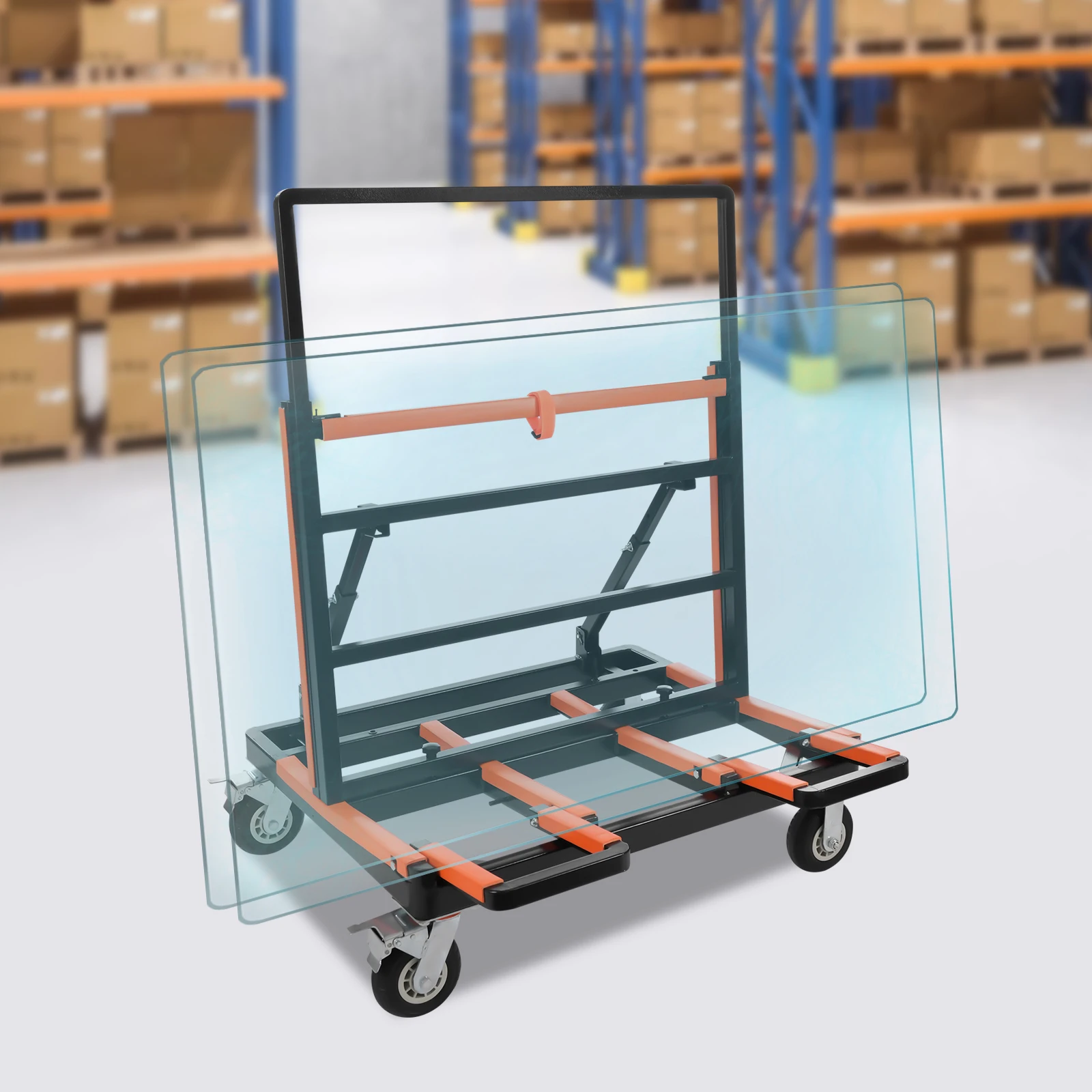 

Steel 138.3cm Heavy-duty Folding Drywall Trolley 2200 Lb Load-bearing 6-inch Rubber Wheel Folding Plate Carrier