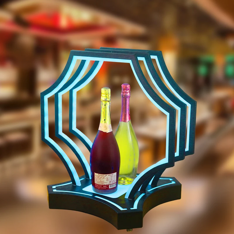 Bar Polygonal LED Wine Bottle Display Stand Nightclub VIP Champagne Wine Bottle Display Stand Wine Bottle Bracket Party Decorati