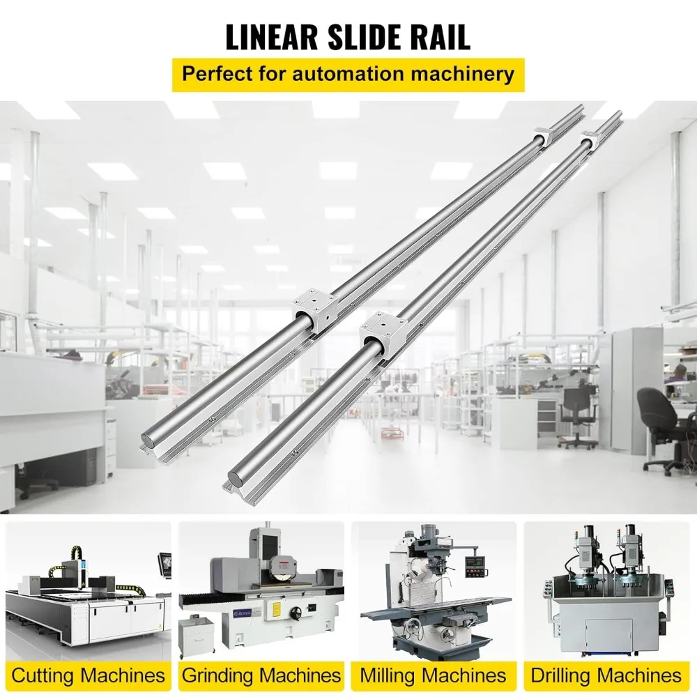 

SBR16 Linear Rail Kit 2000mm with 4 Carriage Blocks, CNC Machine Guide Rails for Automation