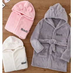 Children's Velvet Bathrobe Baby Boys Girls Warm Pajamas Hooded Sleepwear 2024 Fall Winter Kids Cartoon Robes Thicken Homewear