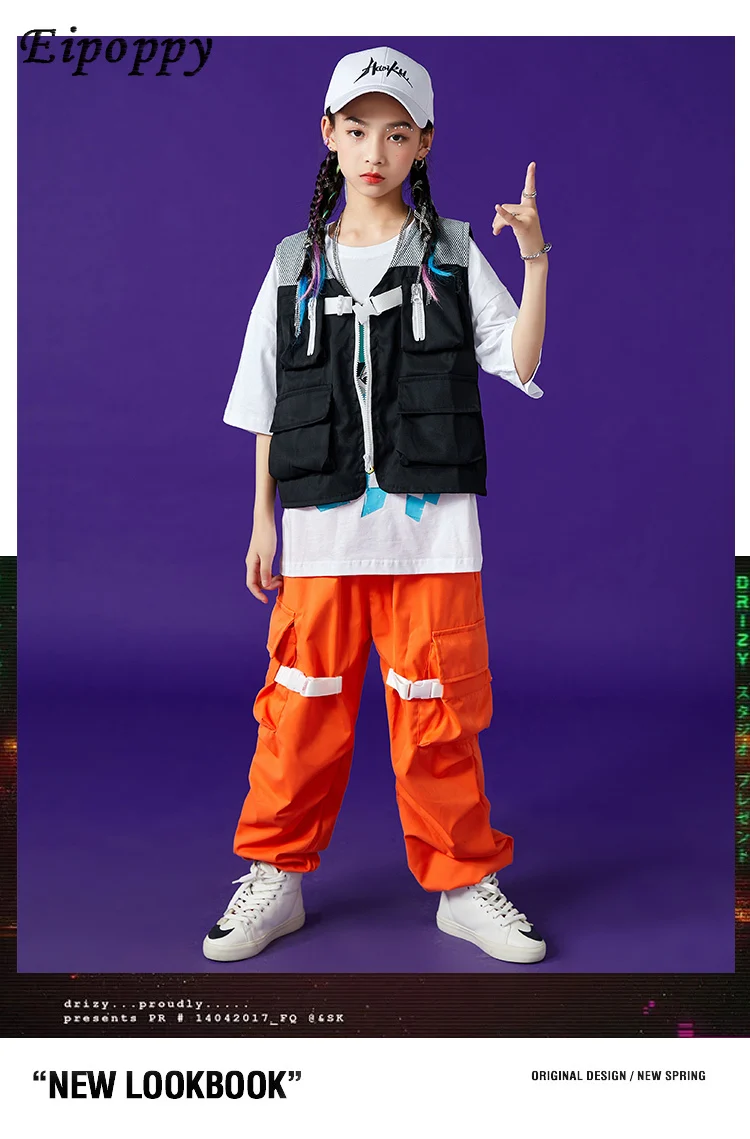 ملابس هيب هوب للأولاد والبنات ، بدلة وظيفية ، أزياء أداء موسيقى الجاز ، الصيف