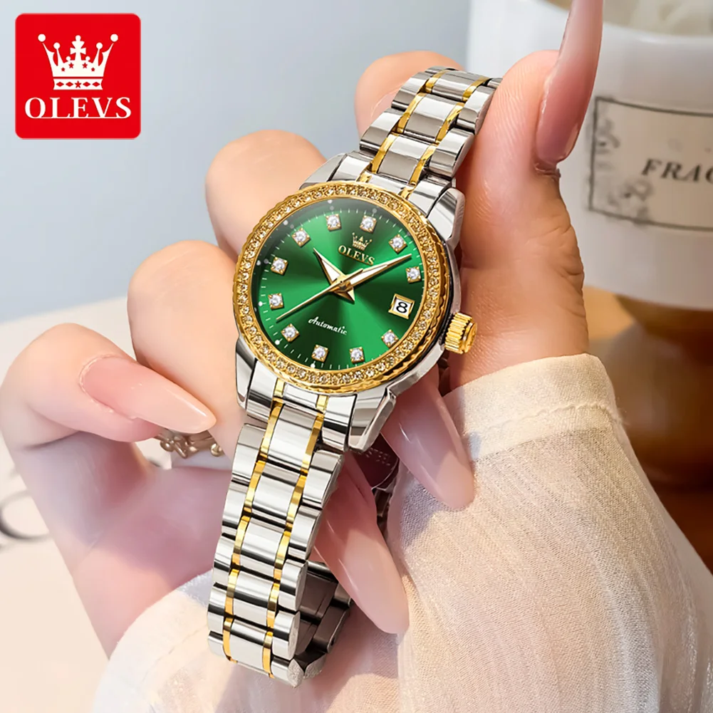 OLEVS 7003 New Color Elegant Luxury Women Watches Automatic Mechanical Watch Stainless Steel Date Watches For Woman Gifts Reloj