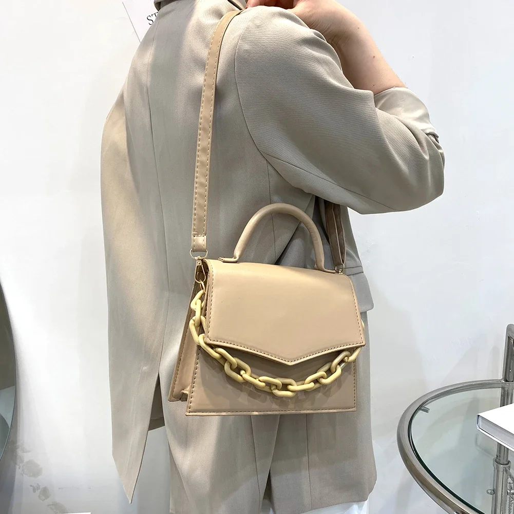 Women Fashion Crossbody Bags Solid Color PU Leather Messenger Bags Casual Small Top-handle Bags Handbags Female Shoulder Bags