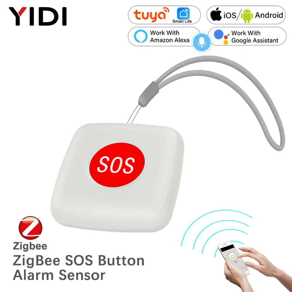 Alarm Emergency Tuya ZigBee SOS Button Sensor Alarm Elderly Children Help Switch Remote Control Tuya Smart Life App Voice Alexa