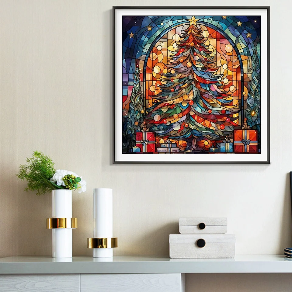 مومو آرٹ لینڈ سکیپ ڈائمنڈ پینٹنگ کرسمس ٹری فل اسکوائر راؤنڈ ڈرل موزیک ڈیکور برائے ہوم چائلڈ گفٹ