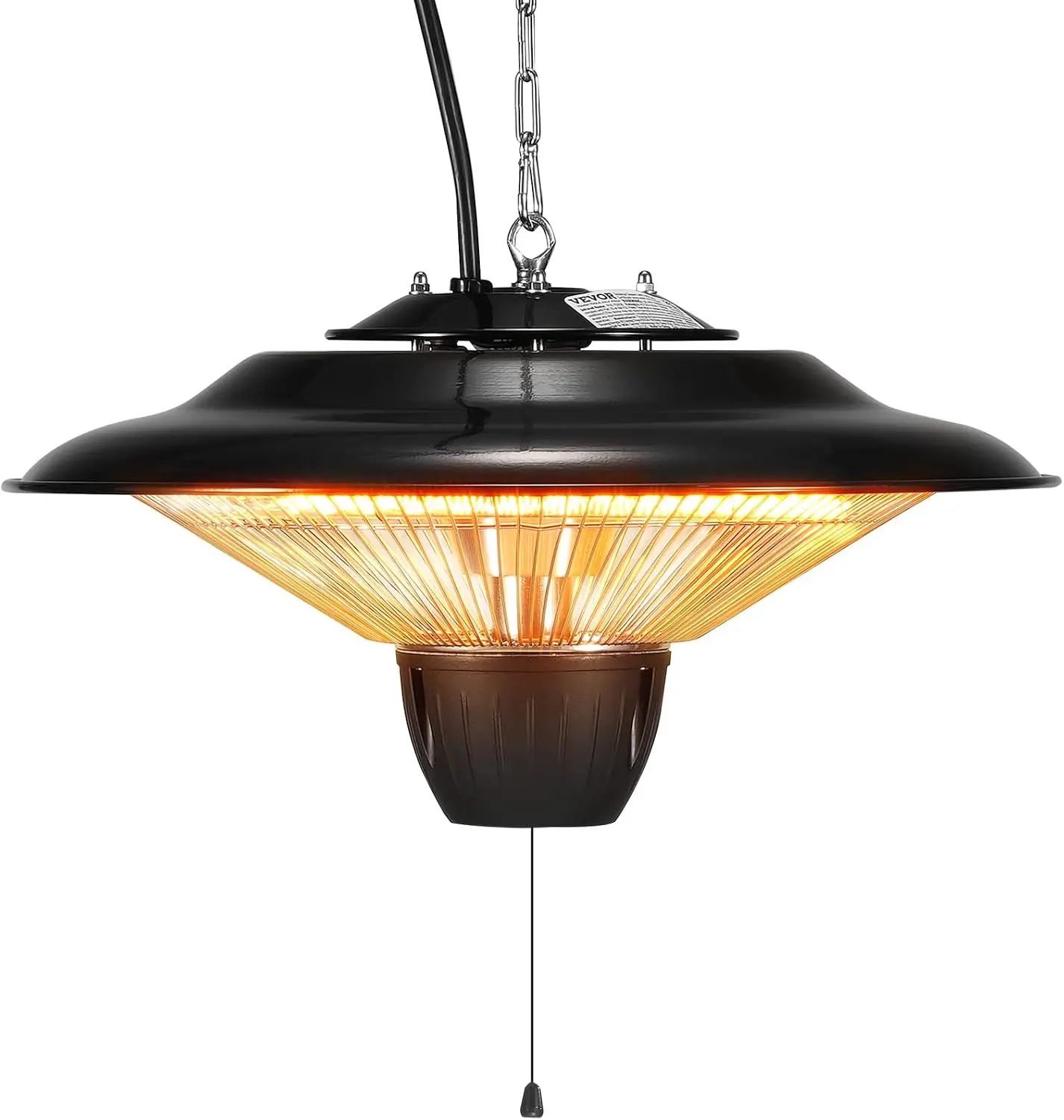 Hanging Patio Heater, 1500W Electric Space Infrared Heater, IP34 Protection with 23.6 inch Pull Cord & Adjustable Chain, for Por