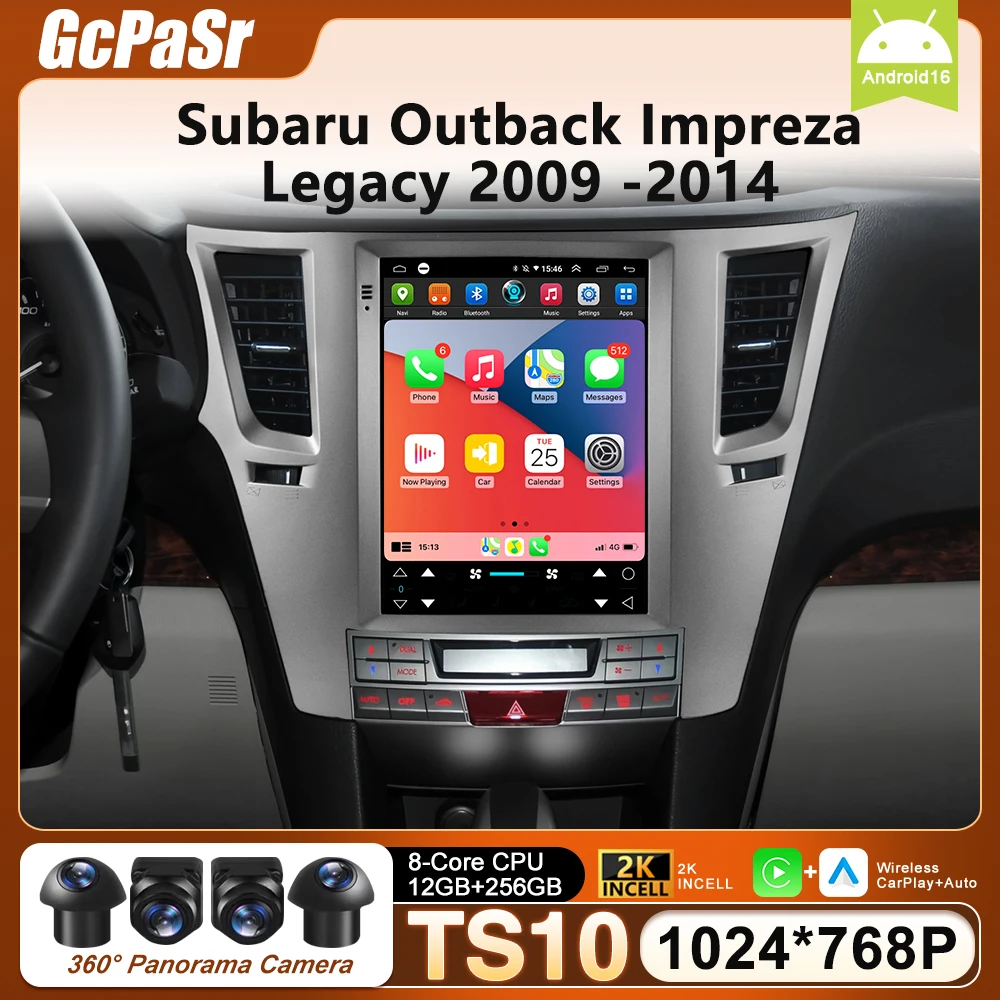 Reproductor Multimedia para Auto Android 16 de 9.7 Pulgadas para Subaru Outback Impreza Legacy 2009-2014, con Carplay, GPS, Navegación, Auto WIFI