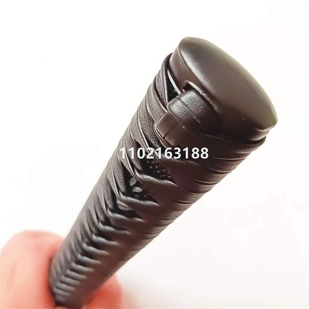 26cm Tsuka Handle Hilt Alloy Fuchi Kashira Menuki For Japanese Samurai Sword Katana Fittings Accessories Black Leather Ito