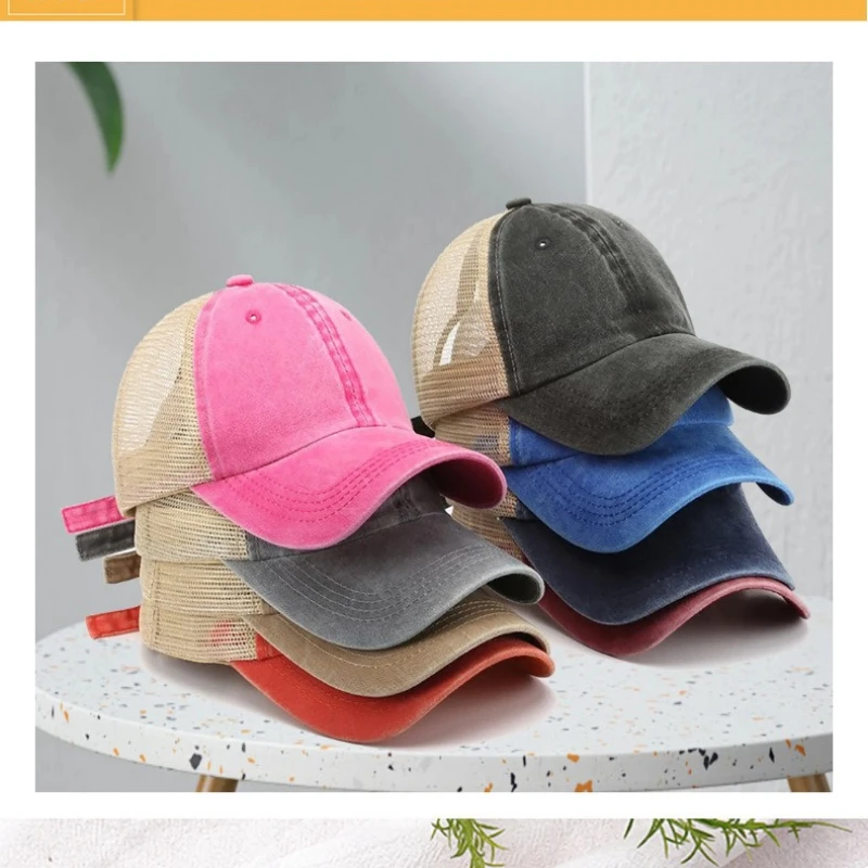 

Unisex Washed Cotton Baseball Cap Women Outdoor Breathable Mesh Cap Men Visor Adjustable Hip Hop Caps