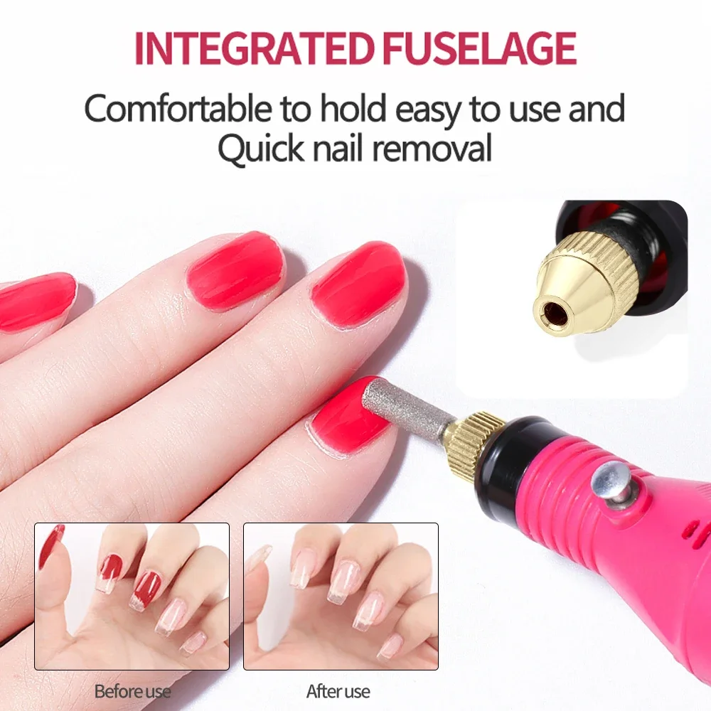 LULAA Portable Electric Nail Drill Machine Set Gel Polish Remover Dead Skin Nail Polishing Tools Kit Sander Nails Accessories