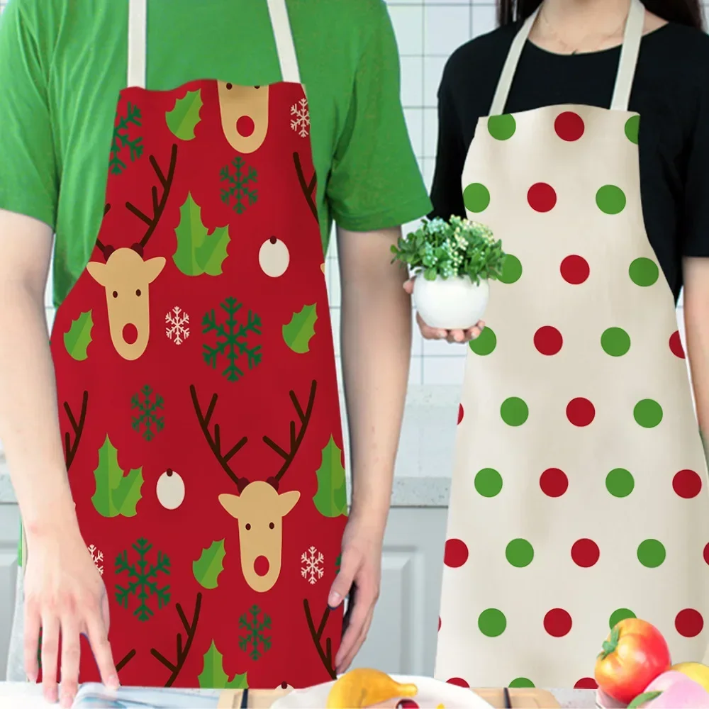 1 Pcs Christmas Kitchen Aprons for Woman Xmas Decoration Aprons for Kids Adults Women Men Dinner Party Cooking Apron