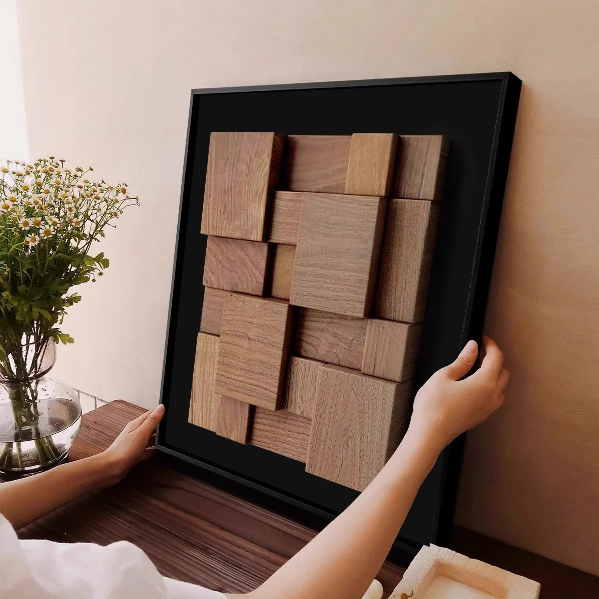 North America imported black walnut three-dimensional porch decorative painting antique counter painting sandstone solid wood