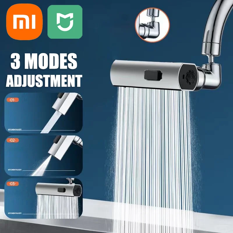 Xiaomi Mijia 3Level Waterfall Universal Faucet Extension Device Vegetable Washing Splash Proof Device Rotatable Universal Faucet