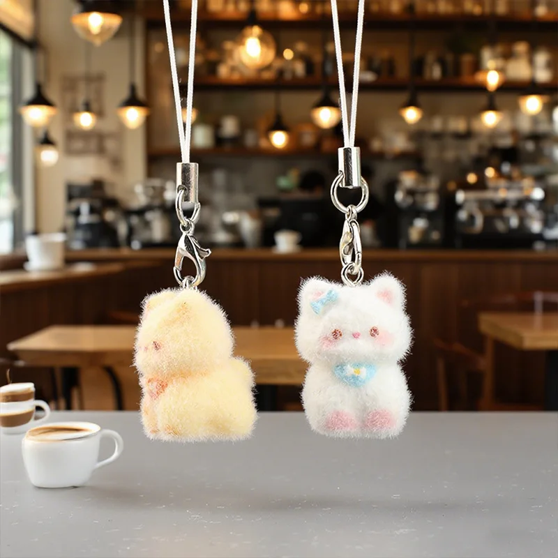 Simpatico cartone animato gatto pizzicato portachiavi in resina tridimensionale ciondolo borsa cordino per cellulare regalo per donne portachiavi in peluche 1 pz