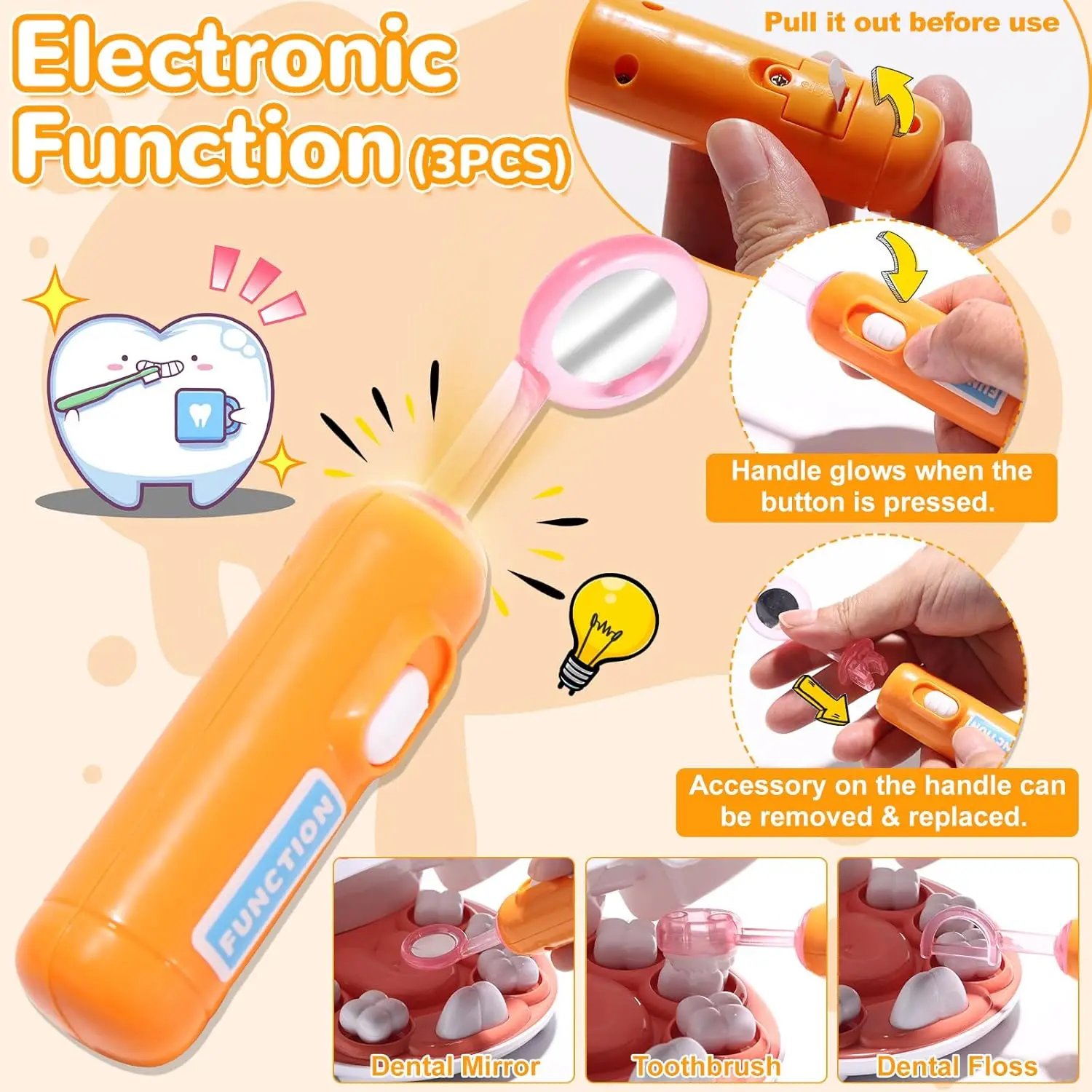مجموعة أدوات طبيب الأرنب للأطفال الصغار، مجموعة ألعاب طبية للطبيب، فرشاة لعب الأدوار لطبيب الأسنان، ألعاب الأسنان للفتيات والأولاد