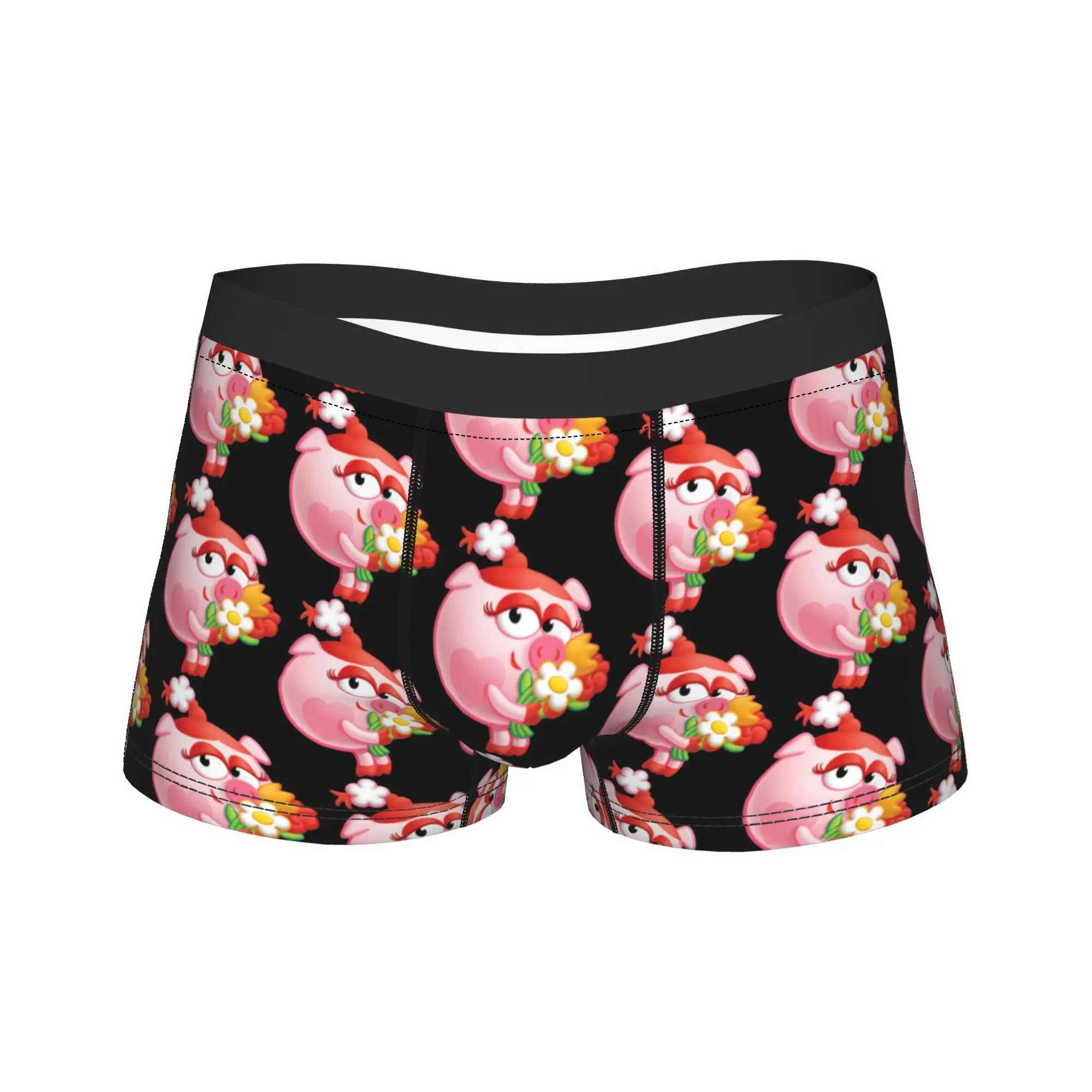 Kikoriki Nyusha Pig Holding Flowers Underwear  Printing Boxer Shorts Hot Sale Males Underpants Breathable Boxer Brief Gift