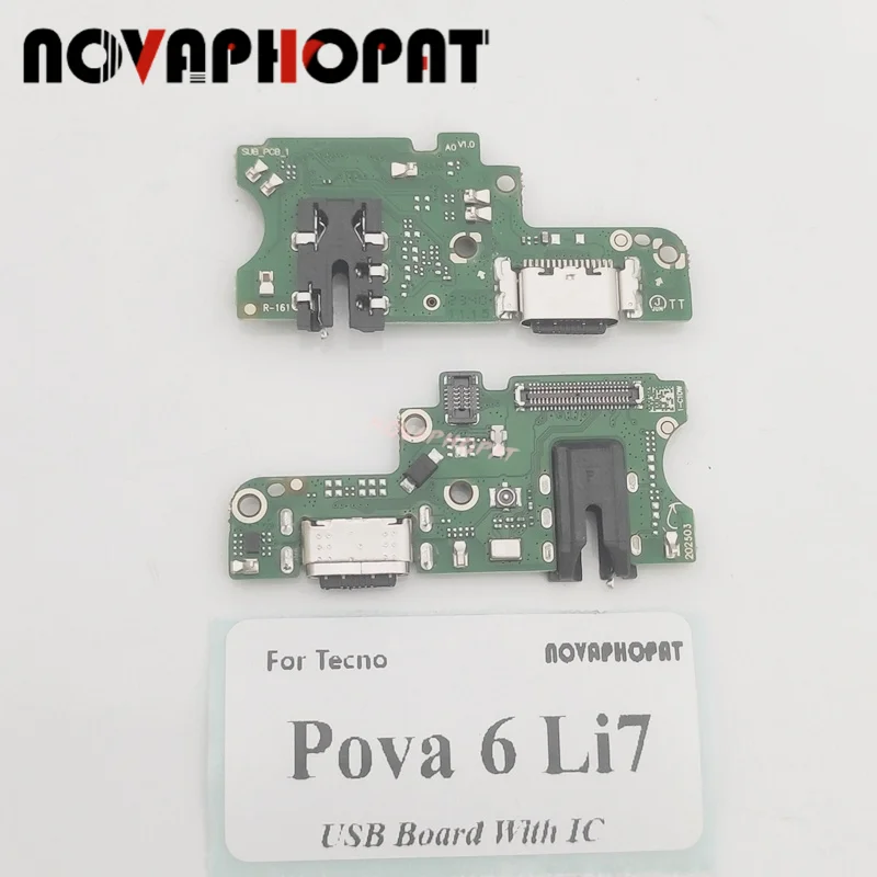 For Tecno Pova 6 Li7 USB Dock Charger Port Plug Headphone Audio Jack Microphone Fast Charging Board With IC