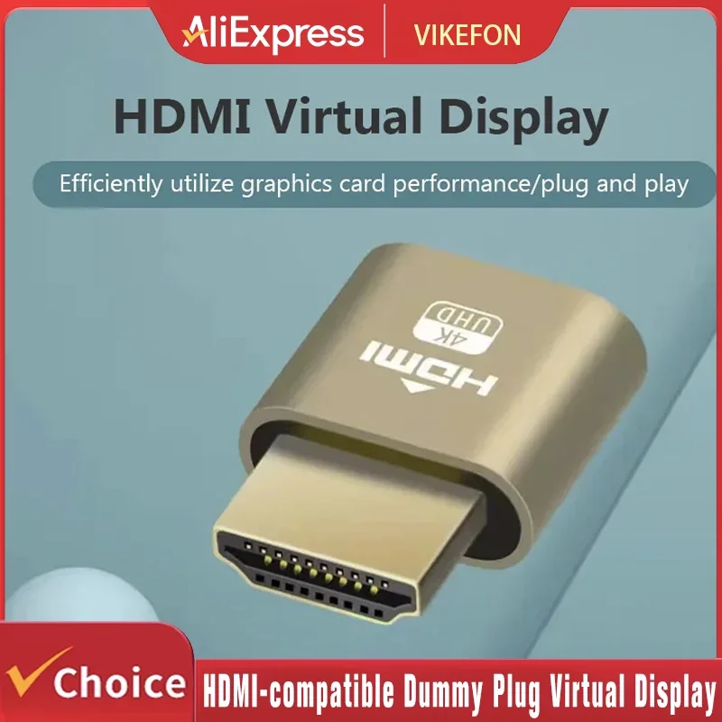 HDMI-Compatible Dummy Plug Virtual Display Headless Ghost Display Emulator 4K DDC EDID Dummy Emulator Adapter For Bitcoin Mining