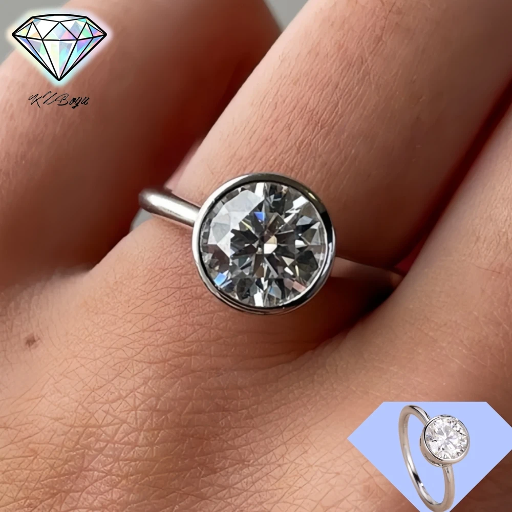 

Кольцо с муассанитом 1/2 карата, круглая огранка, обручальное, с бриллиантовой оправой, для женщин, из серебра 925 пробы, с сертификатом, ювелирное изделие