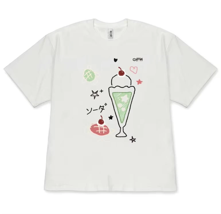 2026 New Minimalist Cute Turtle Doodle Graphic T-Shirt Kawaii Soda Float Print Short Sleeve Casual Tee for Wo