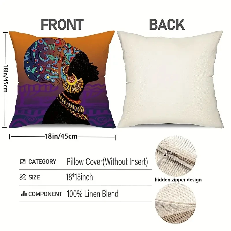 1pc Throw Pillow Cover Indoor OutdoorWashable Traditional African style Pillowcase, Home Decor,Bed Sofa Chair Cushion Covers