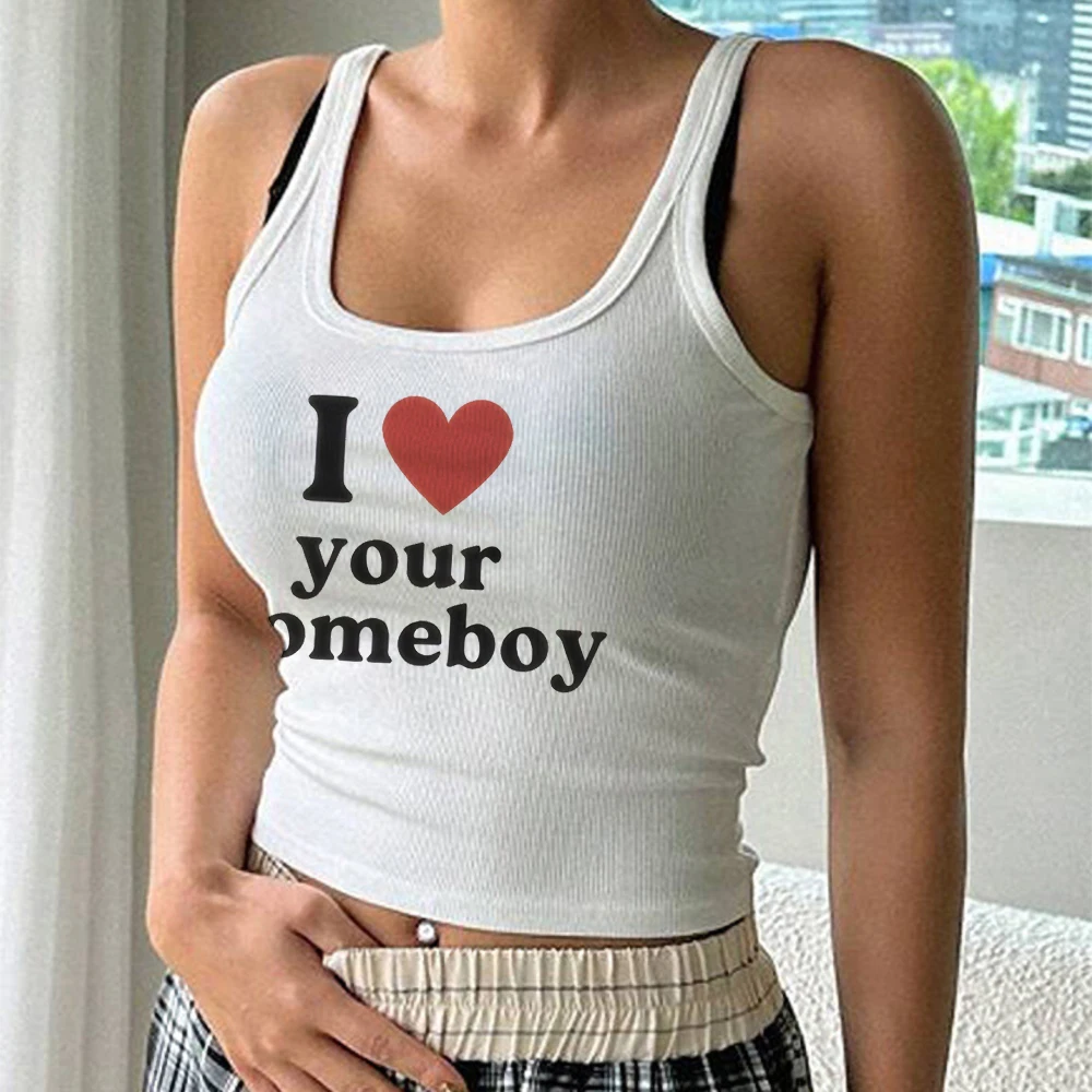 

2024 summer new South Korea Dongdaemun American letter love lace hook flower camisole vest