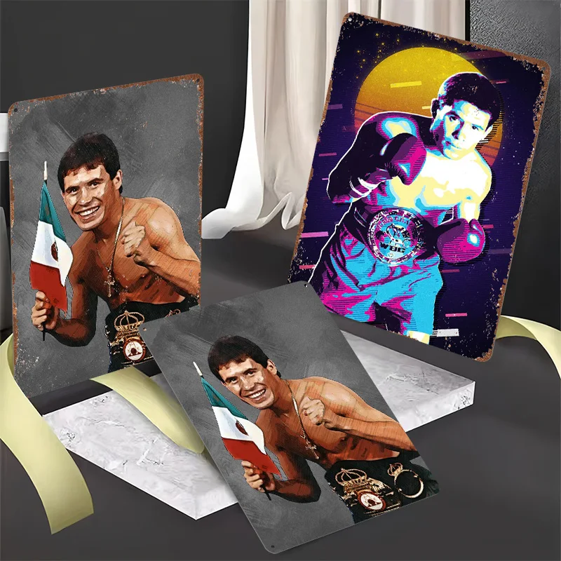 خوليو سيزار تشافيز الملاكمة المعادن الملصقات غرفة الديكور الألعاب تخصيص خمر القصدير علامات للرجل الكهف الرجعية جدار ديكور فني #2