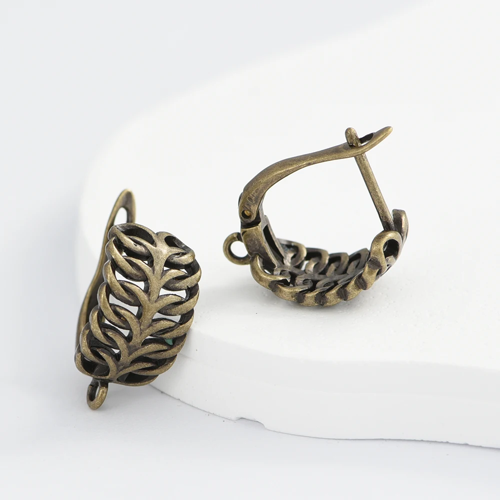 1 Pair 5 Colors DIY Black /18K Gold Plated Leaf Earring  Fixtures Hooks Clasp DIY Women's Jewelry Making Accessories Wholesale image 2