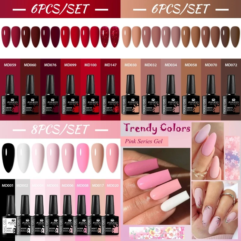 

6/8 шт., 8 мл, набор красно-коричневых гель-лаков для ногтей, долговечный УФ-светодиодный гель для маникюра, принадлежности для ногтей «сделай сам», гель для рисования ногтей