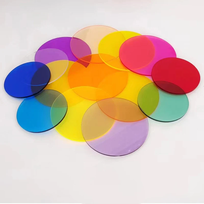 

Round Acrylic Sheet 8-30cm Shooting Decoration Props Colored Plexiglass Version Display Base Home Decoration Red Yellow Blue