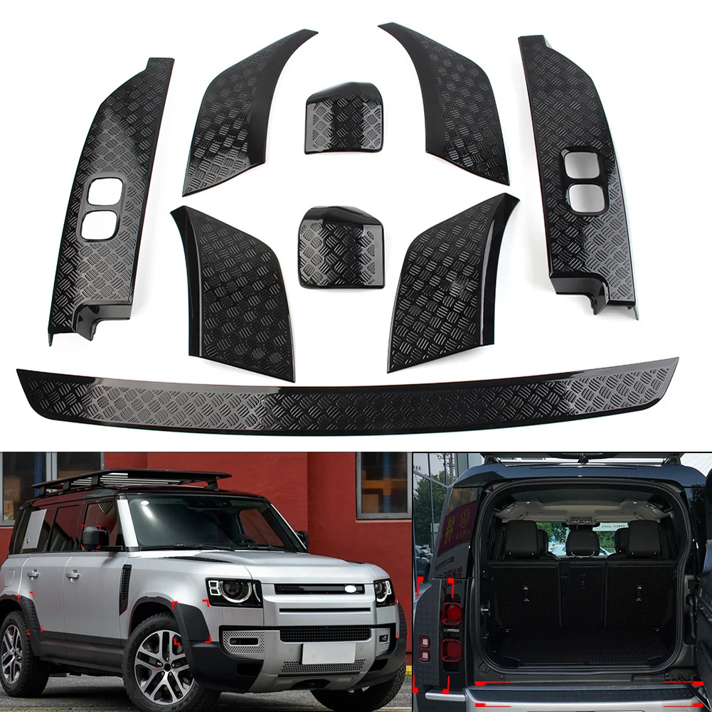 

9 Pcs Glossy Black Auto Side Moulding Body Kits Car Accessories For Land Rover Defender 90 110 2020 2021 2022 2023