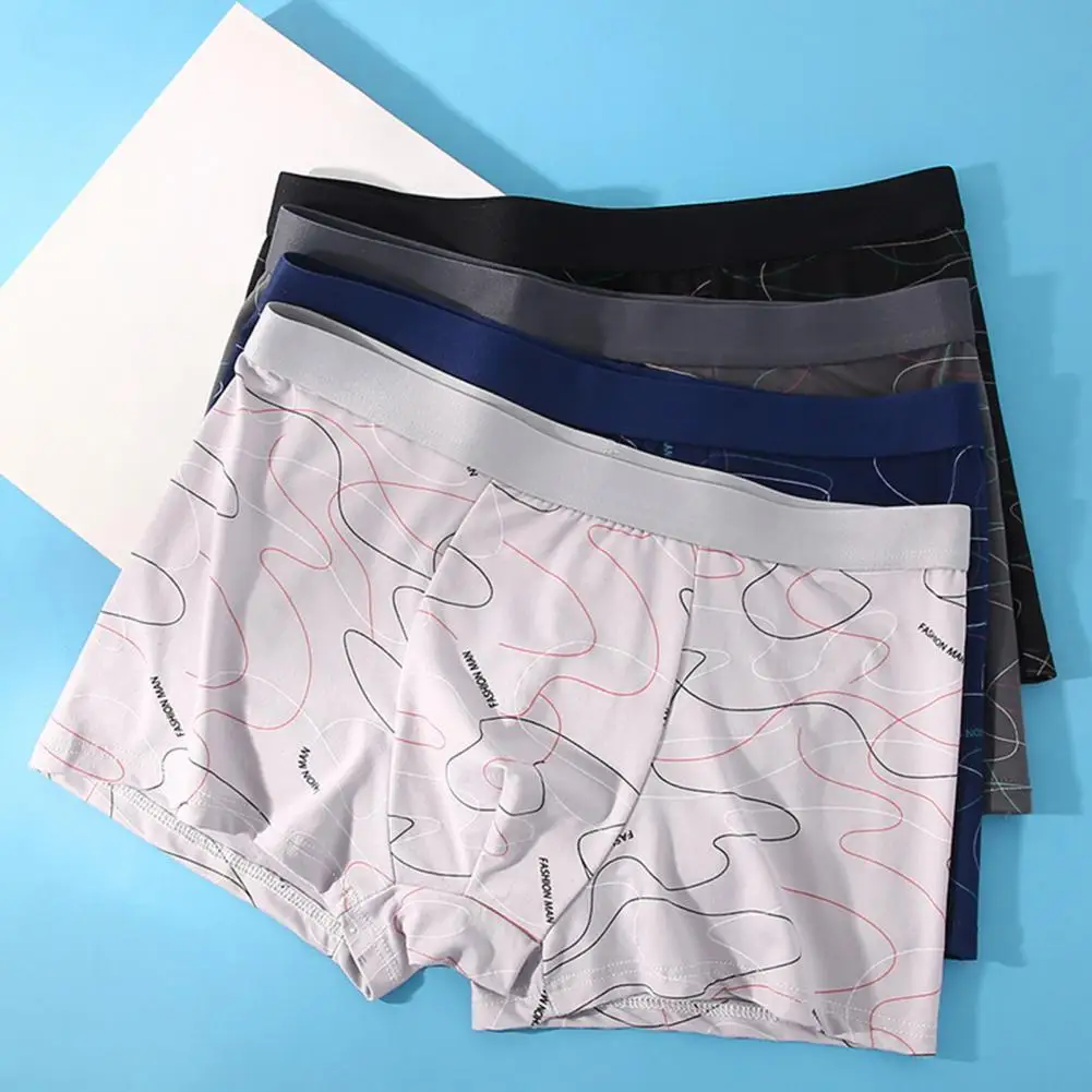 Boxer à Taille artificiel astique pour Homme, Sous-Vêtements de Taille Moyenne, Short Respirant, Slip à Ligne Lisse