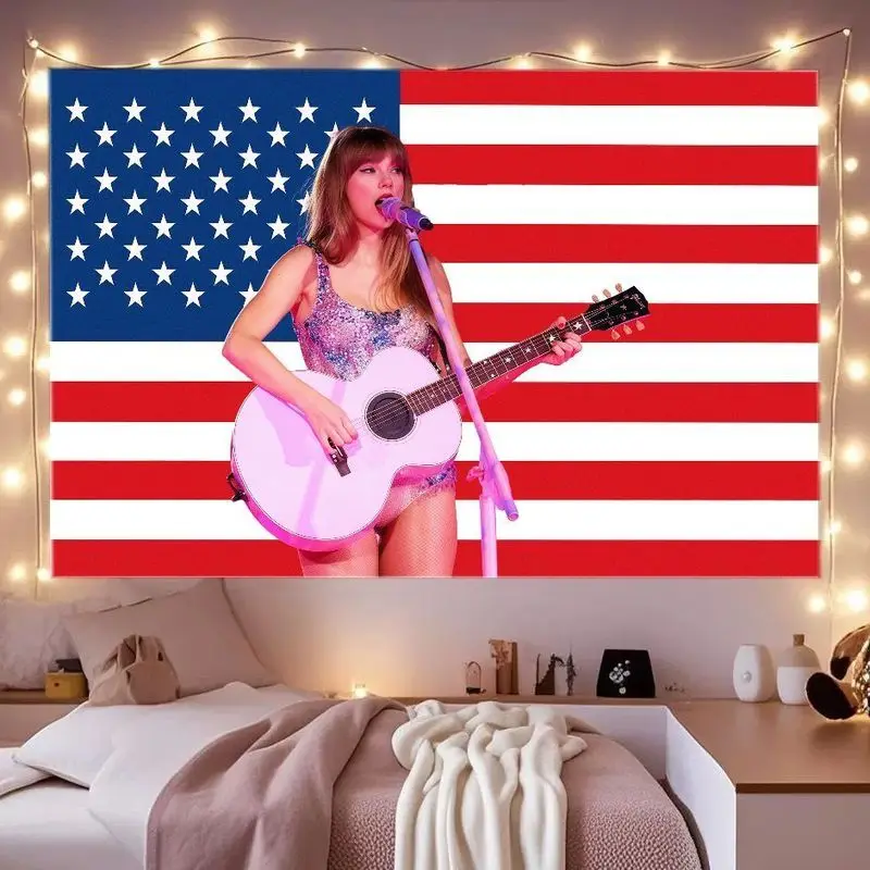 VIKAMA Concert Theme Tapestry American Flag Background Wallpaper Female Background Wallpaper Room Decoration Home Decoration