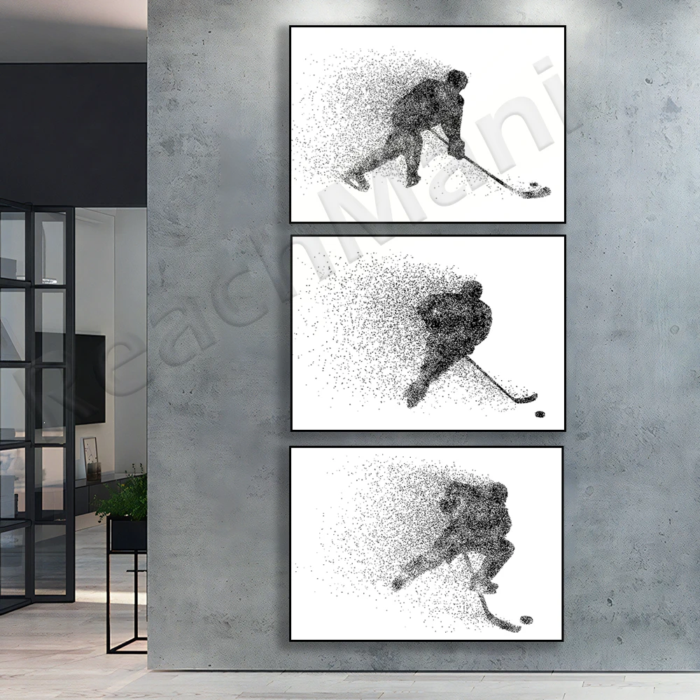 Hockey Particles Wall Art Picture Men Room Decor Motion Abstract Modern Home Decor Gift Poster Canvas Painting