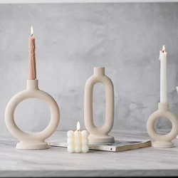 Nordic Ceramic Candlestick Creative Donut Candle Holders Modern Home Decoration Living Room Desktop Ornament Crafts