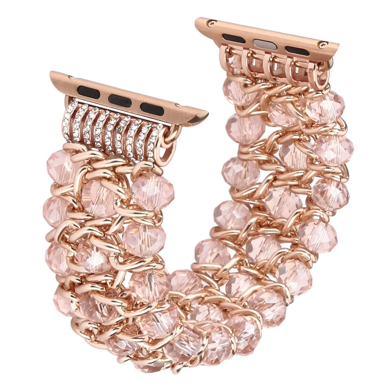 Suitable for Apple Watch (38/40/41/42/44/45/46/49) MM Straps, iWatch 11, 10, 9, 8, 7, 6, 5, 4 Metal Chain Elastic Shiny Straps