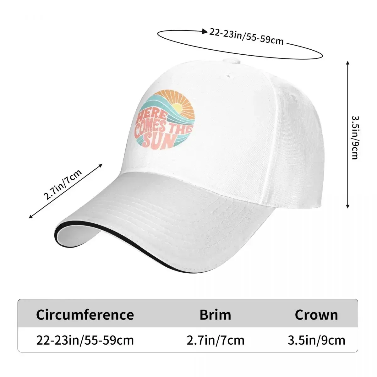 2026 Pink Groovy Here Comes The Sun Cap Fashion Casual Baseball Caps Adjustable Hat Hip Hop Summer Unisex Baseball Hats