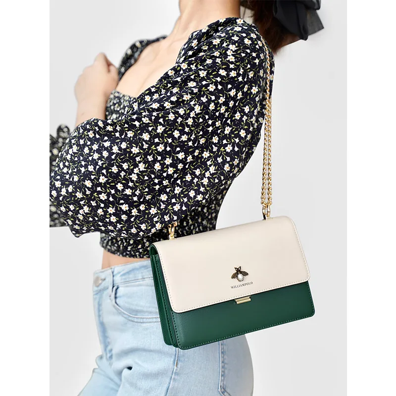 Fashionable women's shoulder bag, cowhide, casual high-end handbag, personalized makeup bag