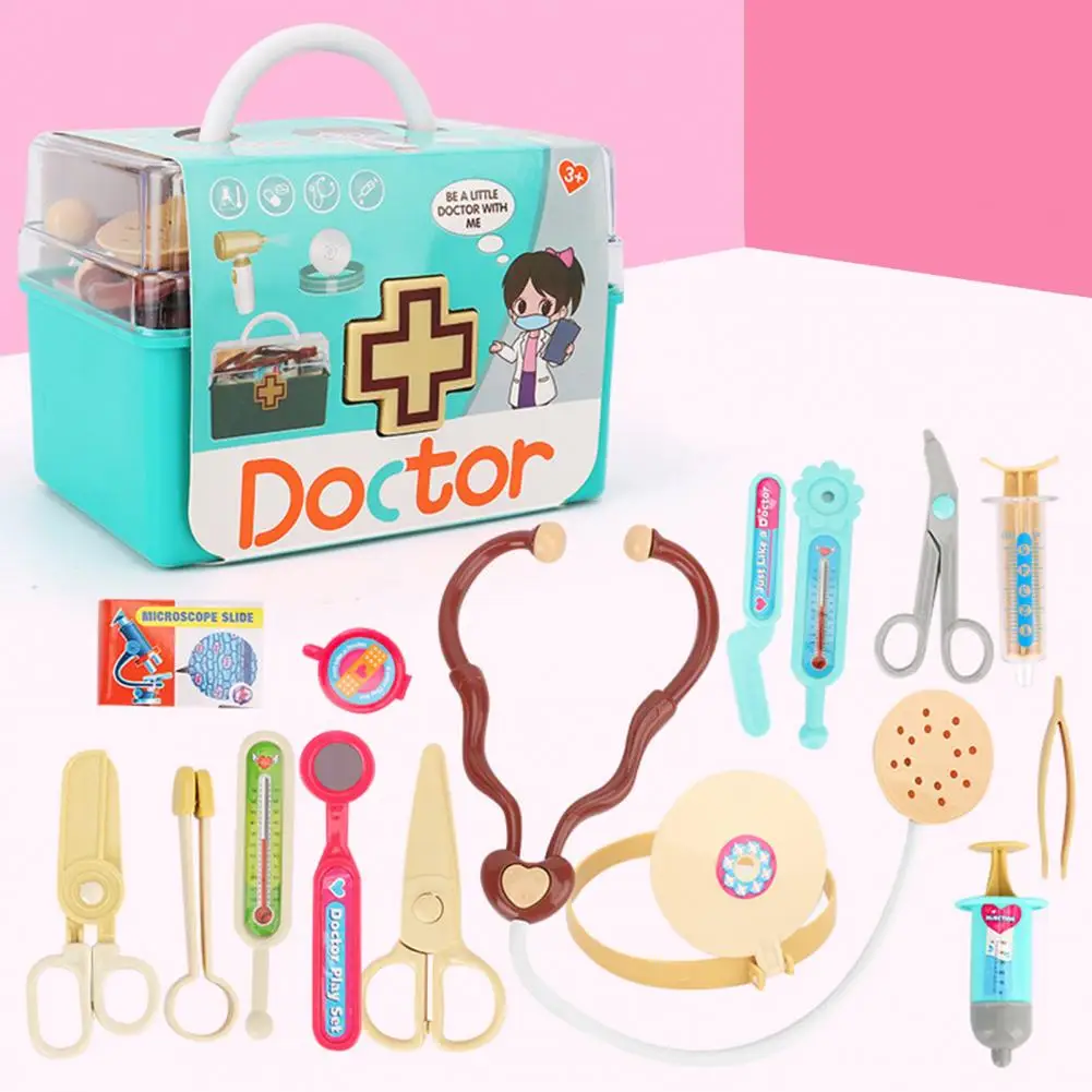 16Pcs/Set Safe Doctor Set Toys Vivid Color Doctor Box Toys Cognitive Device Name Doctor Gadgets Play House Toys  Recreational