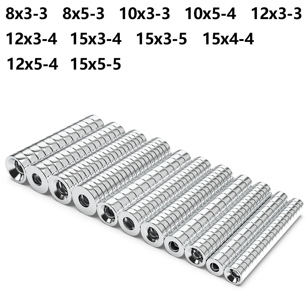 Super Strong Magnet 8/10/12/15mm X 3/4/5mm Hole3/4/5mm N35 Round Magnetic NdFeB Neodymium magnet Powerful Disc imanes with hole