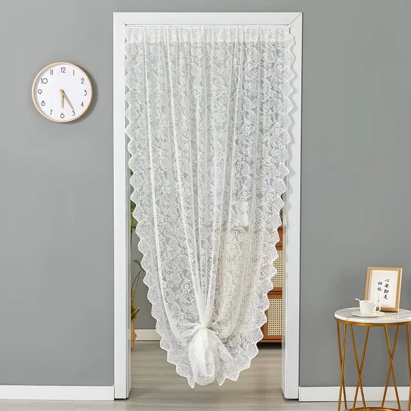 Monolithic Lace Door Curtain No Punching Anti-Mosquito Pearl White Green Coffee Anti-fly Insect-proof Bedroom Decor Summer Decor